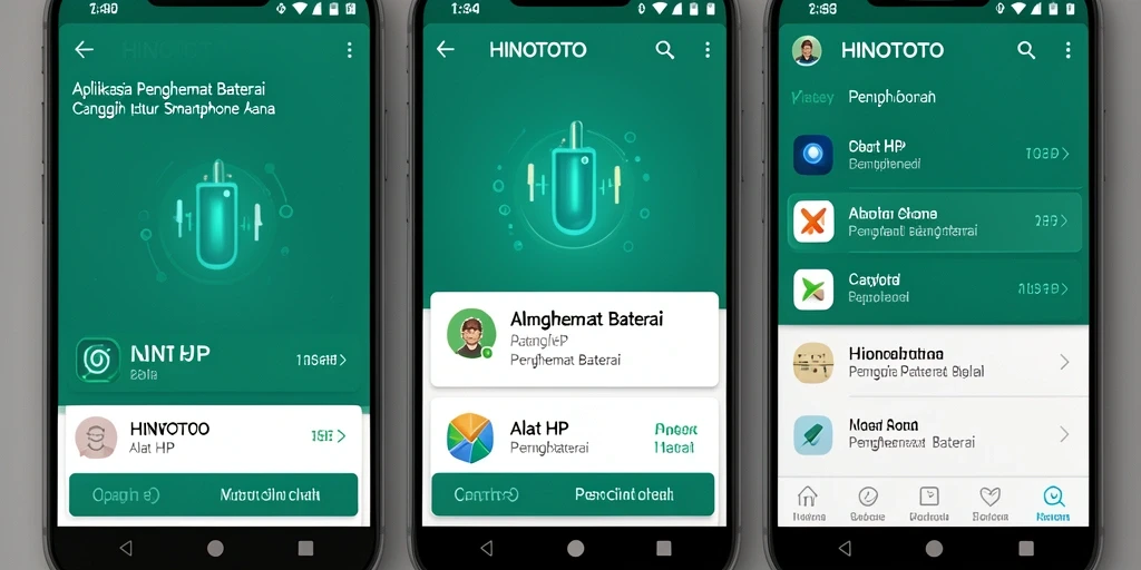 Tampilan antarmuka HINOTOTO untuk mengatur penghematan baterai.