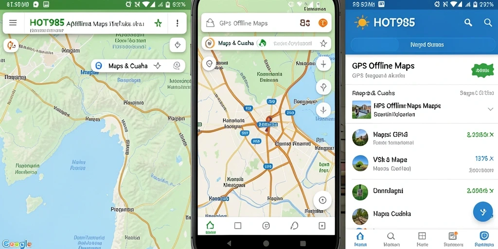 Tampilan antarmuka HOT985 aplikasi GPS Offline Maps yang intuitif dan mudah digunakan.