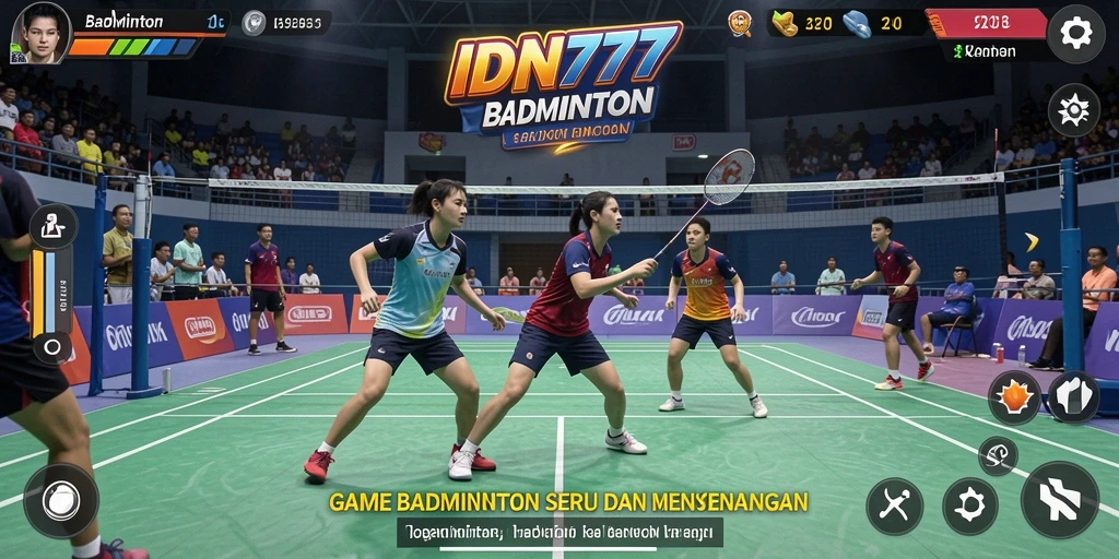 Tampilan antarmuka game Badminton IDN777 yang dinamis dan menarik.