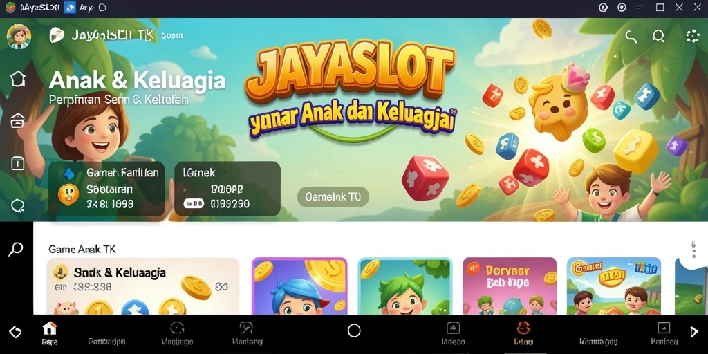 Antarmuka JAYASLOT yang menarik untuk anak-anak dengan berbagai permainan edukatif.
