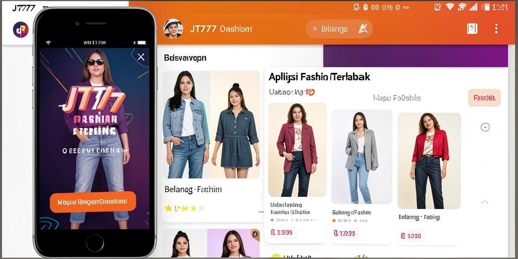 Tampilan antarmuka JT777 dengan berbagai produk fashion menarik.