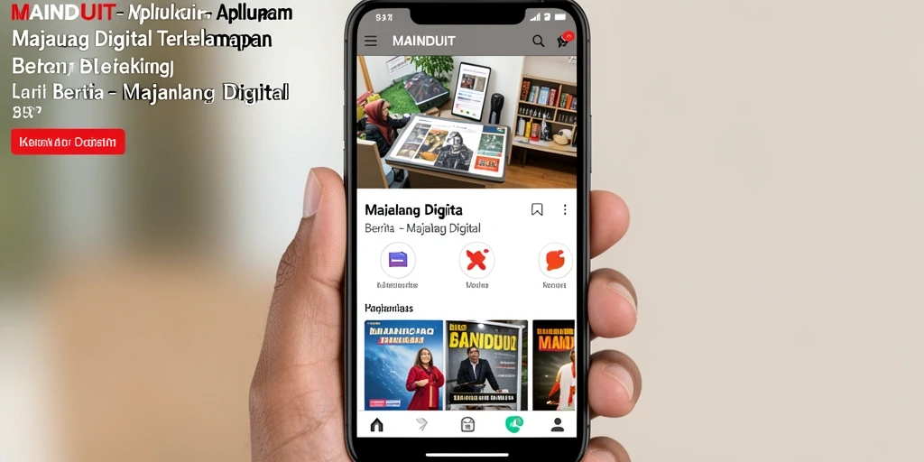 Antarmuka MAINDUIT yang modern dan fungsional untuk pengalaman membaca berita.